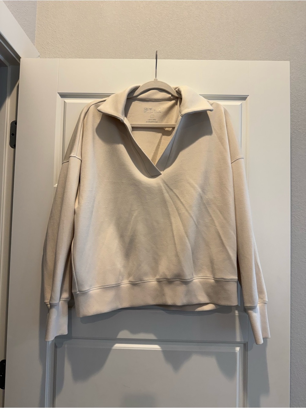 BYLT Basics Cream Scoop-Collar Pullover